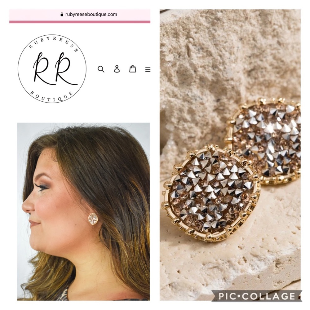 Oversize Gold Stone Earrings